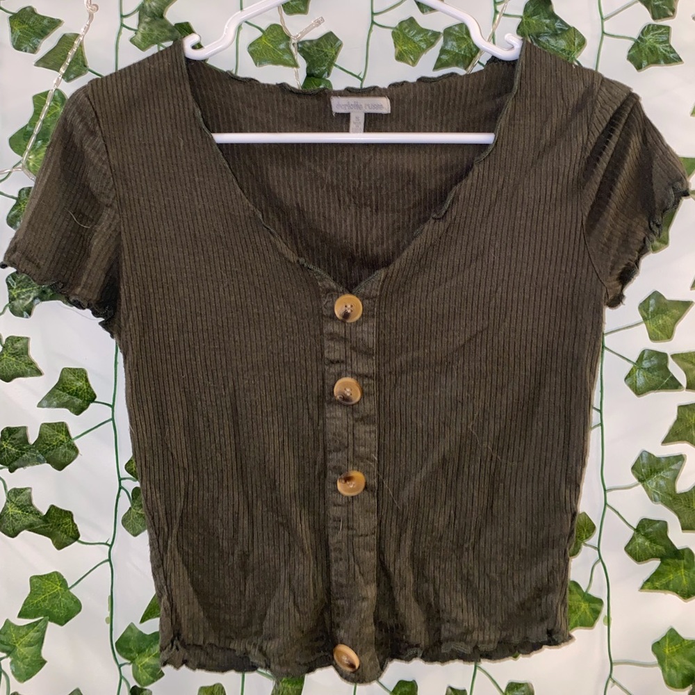 Charlotte Russe Dark Olive Green Soft Tee